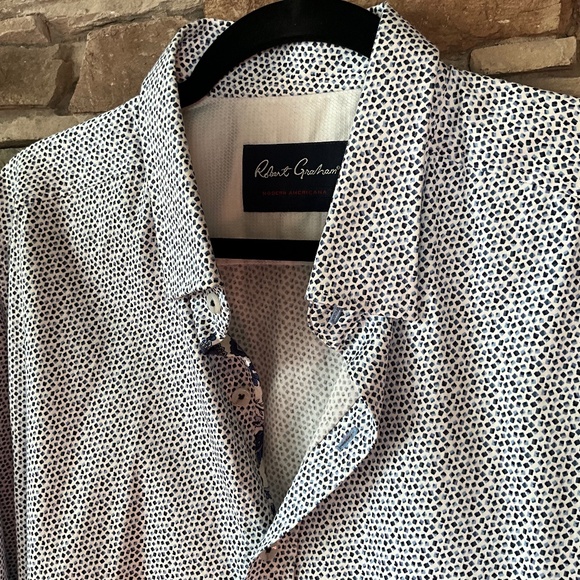 Robert Graham Mod Geometric Shirt Americana Tailored Fit Floral Paisley Blue XL - Picture 5 of 8